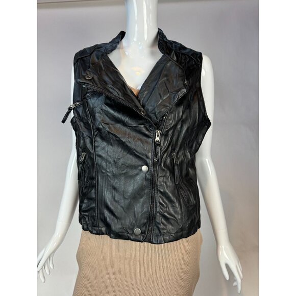 Miley Cyrus & Max Azria Black Faux Leather Vest XL - Picture 8 of 16